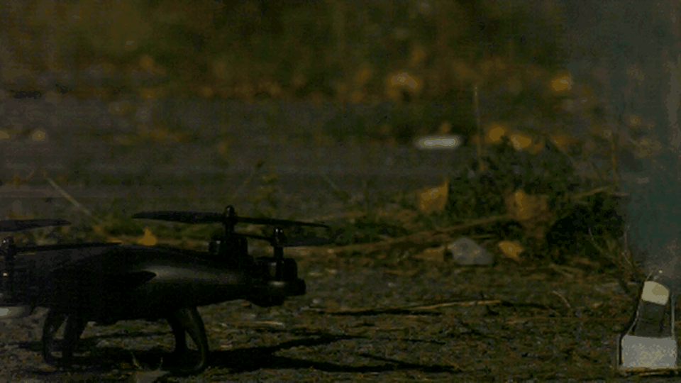 Drone next to an explosion